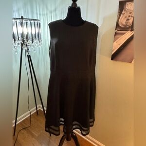 CALVIN KLEIN Black Sleeveless Illusion Hem Stretch Dress Size 20W